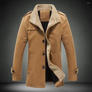 Trenchs pour hommes Manteaux d'automne / d'hiver Collier montant avec laine et velours épais veste thermique chemise en cuir coupe-vent grande taille