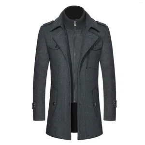 Trenchs d'hommes automne hiver homme veste mi-longueur double col manteau épaissi mi-long tweed vestes rapide