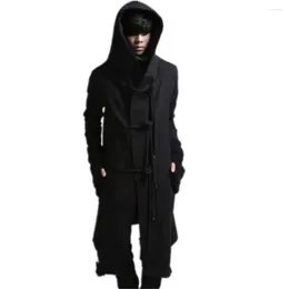 Trench Coats Men's Automne Hiver Men Punk Hip Hop Slim Fit Fit Long Coat Hooded Cloak Cardigan Mens Mens en lin Design Gothic Vestes Extérieur