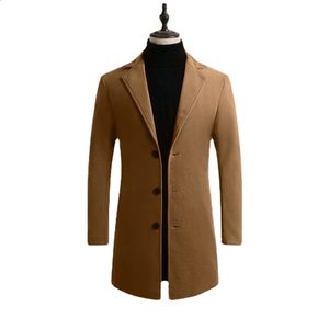 Trenchs homme Automne hiver hommes manteaux de laine mâle mince longue veste de mode Boutique solide mince hommes Trench manteau veste grande taille S-5XL 231101