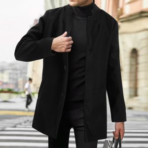 Trenchs de hommes Automne Hiver Hommes Laine Solide Vestes à manches longues Polaire Manteaux Streetwear Mode Noir Vêtements d'extérieur 230921