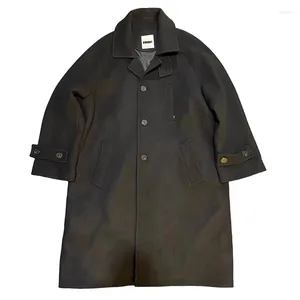 Heren Trench Coats Autumn Winter Oversize Loose Wind Breakher Jacket Long Style Multi Button Silhouet Wollen Wool Coat Mannelijk