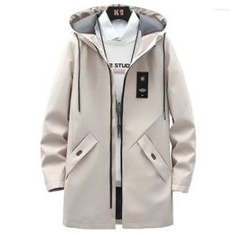 Trench Coats Men's Autumn Youth Slim Mid-Long Mabinet Jacket Casual Fashion Hooded Breaker