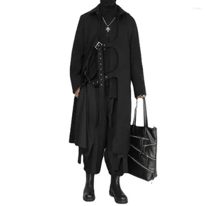 Capas de zanjas para hombres NEGRO YAMAMOTO Techwear Dark Techwear Fashion Coat con diseño original y abrigo de longitud de rodilla