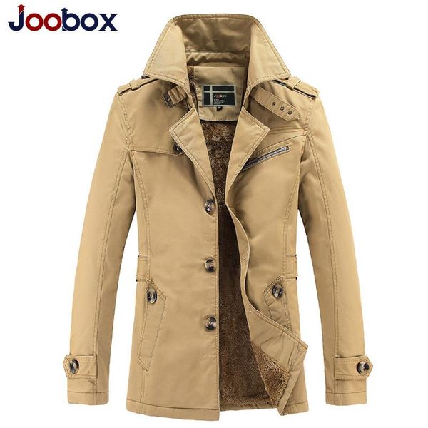 Trenchs de hommes Marque 2021 Armée Vert Long Manteau Hommes Épais Veste d'hiver Chaud Angleterre Mâle Casual Coton Pardessus