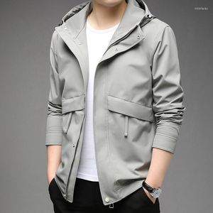 Heren Trench Coats Brand Casual Fashion Long Autumn Slim Fit Wind Breaker Hooded Korean Overcoat Jacked Mens Cloths 2022