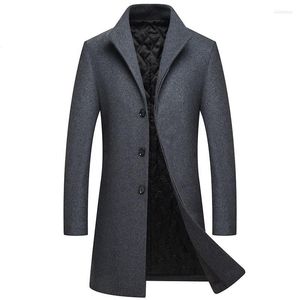 Heren Trench Coats Brand Winterjas heren overjas wollen voor mannen X-long Casual Solid Abrigo Hombre Wool Viol22