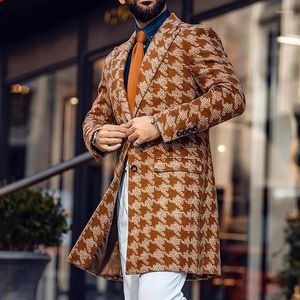 Heren trenchcoats Britse mode jas winter halflange pak kraag print