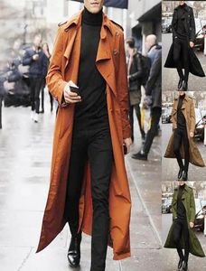 Trench Cods Coats British Style Long manteau Men Automne 2024 Ablèle à poitrine double avec ceinture Male Streetwear Business Casual Wabat Loose