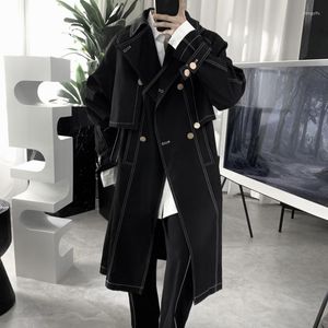 Trenchs pour hommes Style britannique manteau pour hommes costume noir col mi-long Design de mode homme veste 2023 décontracté coupe-vent pardessus mâle