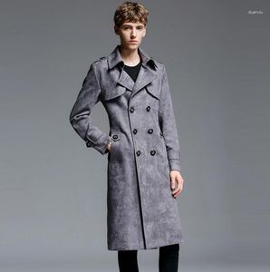 Heren Trenchcoats Zeem Heren Bovenkleding Ultra Lange Jas Mannen 219 Herfst Winter Double Breasted Hertenleer Kasjmier Overjas 6XL