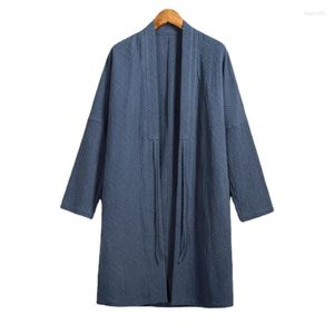 Heren Trench Coats Chinees Traditionele kleding Plus Size Robe Cape Retro Loose Long Linen Heren Coard Cardigan Top