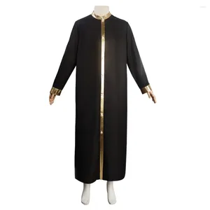 Trench Coats Church Rabbi Black Robe Gold Striped Priest's Suit Polyester No Silk Belt Judaica Coat Vêtements pour le clergé religieux