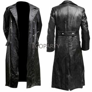 Heren Trench Coats Classic Duitse Tweede Wereldoorlog II Militaire uniform Officieren Zwart leer Medieval 230413