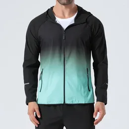 Trench-Coats Vêtements Gradient Gradient Pockes respirant Zipper Ice Hooded Sports minces Basic Long Sleeve décontractée