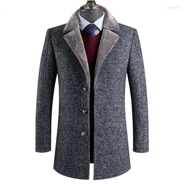 Gabardina para hombre, abrigo, llegada de 2023, chaquetas casuales gruesas de lana de invierno, abrigo