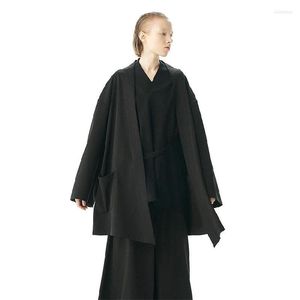 Trench Coat Homme Veste Kimono Super Loose Oversize Noir Foncé Viol22