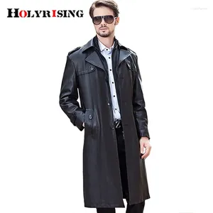 Heren Trench Coats Coat Men Long Black Classic Turn Collar Autumn Winter Pea Casual Overcoat Single Breasted Pu Trenchs Jackets M-4XL