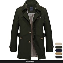 Heren Trench Coats Coat Men Spring en Autumn Single Breasted Midlong Jacket Casual Business Wind Breaker Blazers 230404