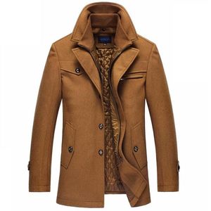 Hommes hiver épais coupe-vent manteaux long pardessus en laine Casaco Masculino Palto Jaket hommes 4XL laine vestes