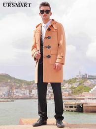 Trenchs d'hommes Style collégial coréen à capuche bouton de laine manteau d'hiver pour hommes épaissi nouveau manteau de mode chameau pour hommes Q231118