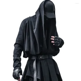 Trenchs d'hommes Dark Yamamoto style mi-longueur assistant vêtements femme personnalité gothique cape à capuche printemps et automne cardigan manteau