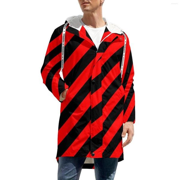 Trenchs d'hommes Diagonal rayé coupe-vent hommes Albanie drapeau national extérieur épais vintage imprimé vestes d'hiver décontracté grande taille 5XL 6XL