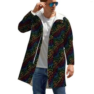 Trench Coats Hands Paws Priws Imprimez Mente Casual Mens Rainbow Puppy Ext￩rieur Vestes d'automne esth￩tique Custom Loose Windbreak plus taille 5xl