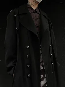 Trenchs pour hommes Manteaux à double rangée de boutons d'oeil Manteau de style unisexe Veste longue pour hommes et femmes Noir