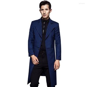 Heren Trench Coats England Style Men Coat Daily Smart Casual British Stripe Jacket Outport Koreaans Business Wide-Taisted