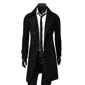 Men's Trench Coats Fashion Brand Autumn Jacket Long High Quality Slim Fit Solid Color DoubleBreasted M4Xl 220902