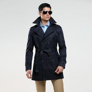 Heren Trench Coats Fashion Double Breasted Male Design Slim Fit Business Casual Outerwear Plus Size Customized Coat