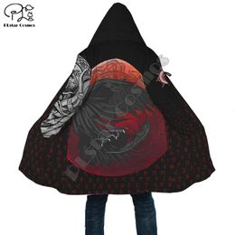 Gabardina para hombre Moda Dios Fenrir Odin Warriors Retro Tattoo Vintage 3DPrint Unisex Rompevientos Sudaderas Abrigo de invierno Capucha Capa Fleece A1 230804