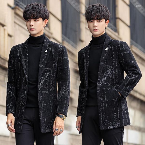 Hommes Trench Coats Mode Belle Tendance Slim-fit Confortable Version Coréenne De Loisirs Long Manteau Peacoat Assorti