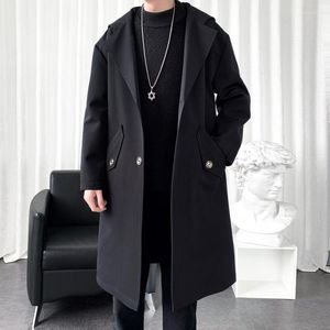 Gabardinas para hombres Moda Cortavientos de longitud media Chaquetas de color negro / caqui Estilo británico Hombre Abrigos clásicos Viol22