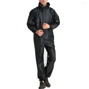 Trenchs pour hommes Mode imperméable Salopette Combinaison de pluie Vêtements de travail pour moto Tailles imperméables et élégantes M 3XL Couleur noire
