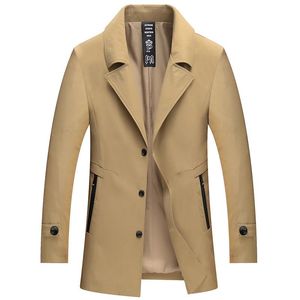 Heren Trench Coats Fashion Spring Herfst Men Coat Classic Khaki Long Design Wind Breakher Slim Outwea Cotton Male jas 5xl Casual Coatmen's