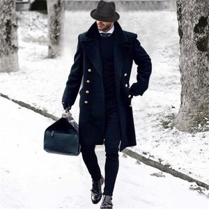 Trenchs pour hommes Mode hiver coupe-vent hommes vestes double peloton boucle vêtements mâle long manteau double boutonnage trench-coat marine S-3XL 231118