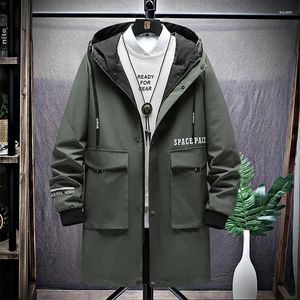 Heren Trench Coats Fashion Wollen vaste kleur Single Breasted Rapel Lange jas jas Casual overjas herfst en winter