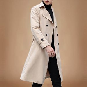 Heren Trench Coats Fashion Wollen vaste kleur Single Breasted Rapel Lange jas jas Casual overjas lente en herfst 230331