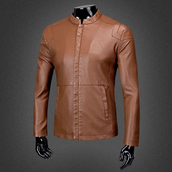 Trenchs pour hommes Four Seasons Slim Fit Collier de moto Veste en cuir Punk Rock Coupe-vent Business Haute Qualité Manteau 230822