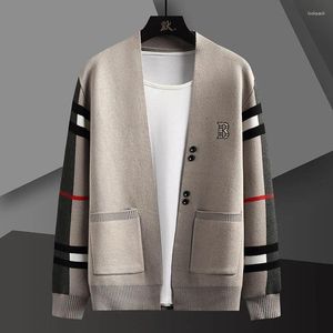 Heren trenchcoats Geek Trendy borduurwerk gebreid vest overlay trui jas dunne herfst geruite top M-5xl