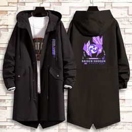 Men S Trench Coats Genshin Impact Raiden Shogun Woman Wind Breakher Jackets Waterdichte Wind Breaker met capuchon Casual jas kleding herfstjack 230814