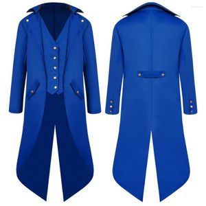 Heren Trench Coats Gentleman Tailcoat vaste kleur lange mouwen Gothic bovenkleding enkele borsten split Tuxedo Coat Punk Middenlengte Outsedy