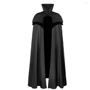 Herengeul Lagen Gothic Cloak Men Long cape overjas vaste kap vaste kleur losse windscherm Outterwear windbreaker stand nek Halloween Stage