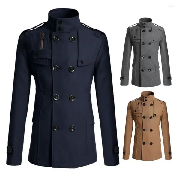 Abrigos de trinchera para hombres Gran chaqueta de invierno Formal Cool Hombres Abrigo Botón Decoración Otoño cálido para viajar