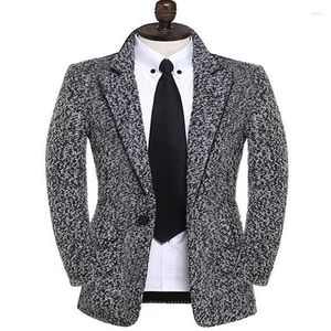 Trenchs de hommes gris slim vêtements homme manteau moyen-long casacos masculinos mode laine vêtements d'extérieur pois hiver hommes veste de laine