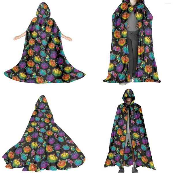 Trenchs pour hommes Costumes d'Halloween Cape à capuche pour enfants et adultes Designs de citrouille colorés Garçons GirlsCostume parent-enfant Fête d'anniversaire