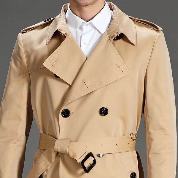 Trench Coats Men's Hot Classical Men Hort Fashion Angleterre Style de haute qualité MARCHES DE COTTON DESIGN