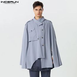 Trenchs pour hommes Incerun Tops Style américain Beaux hommes Solide Lâche Silhouette Split Design Cape Casual Mode All-Match Trench S-5XL 231127
